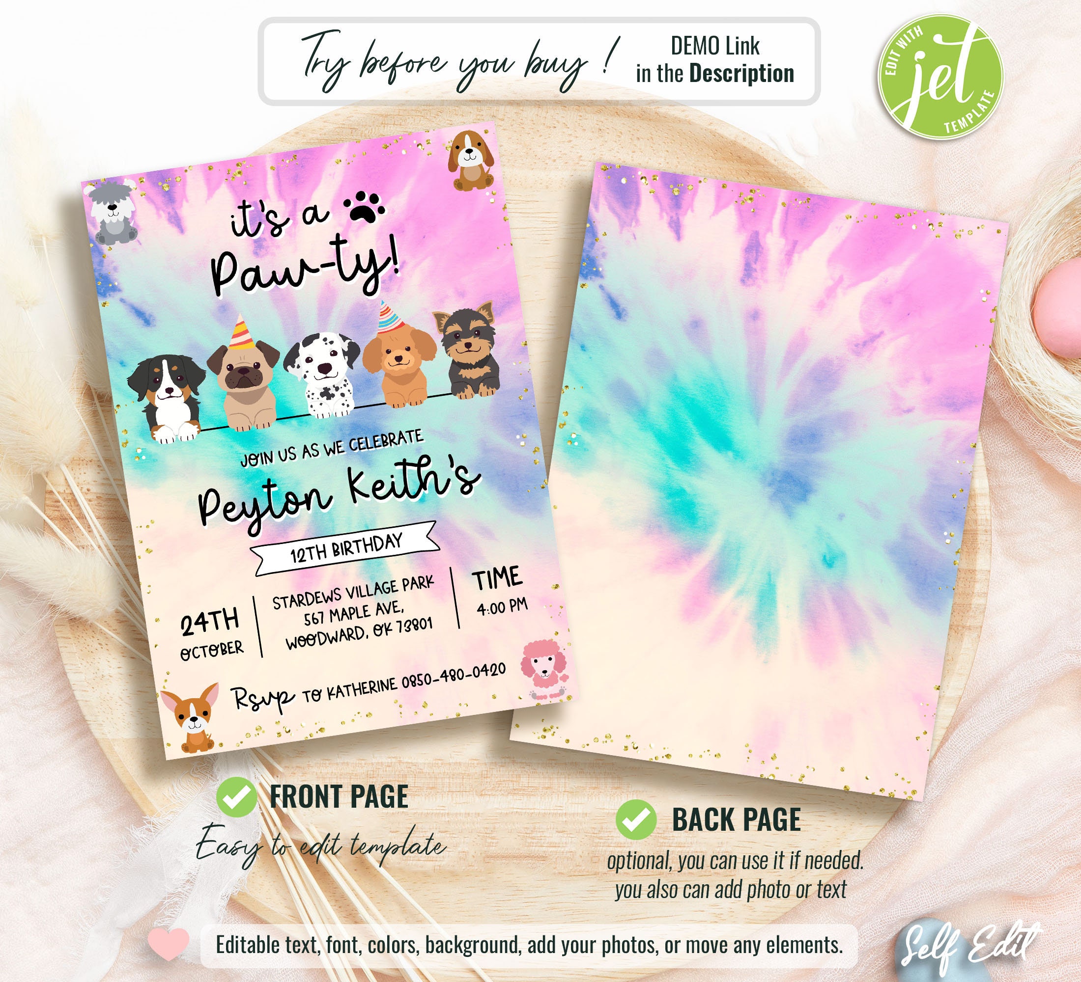 Puppy Birthday Invitation Template, Dog Invitation, Printable Puppy ...