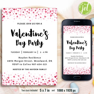 Valentinstag Partyeinladung, Valentinstag, Valentinstag Party einladen, Valentinstag Abendessen, bearbeitbare Einladungsvorlage, Sofort Download