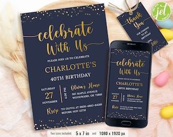 Editable Minimalist Birthday Invitation, Simple Birthday Invite, Party invitations, Printable Template, Instant Download