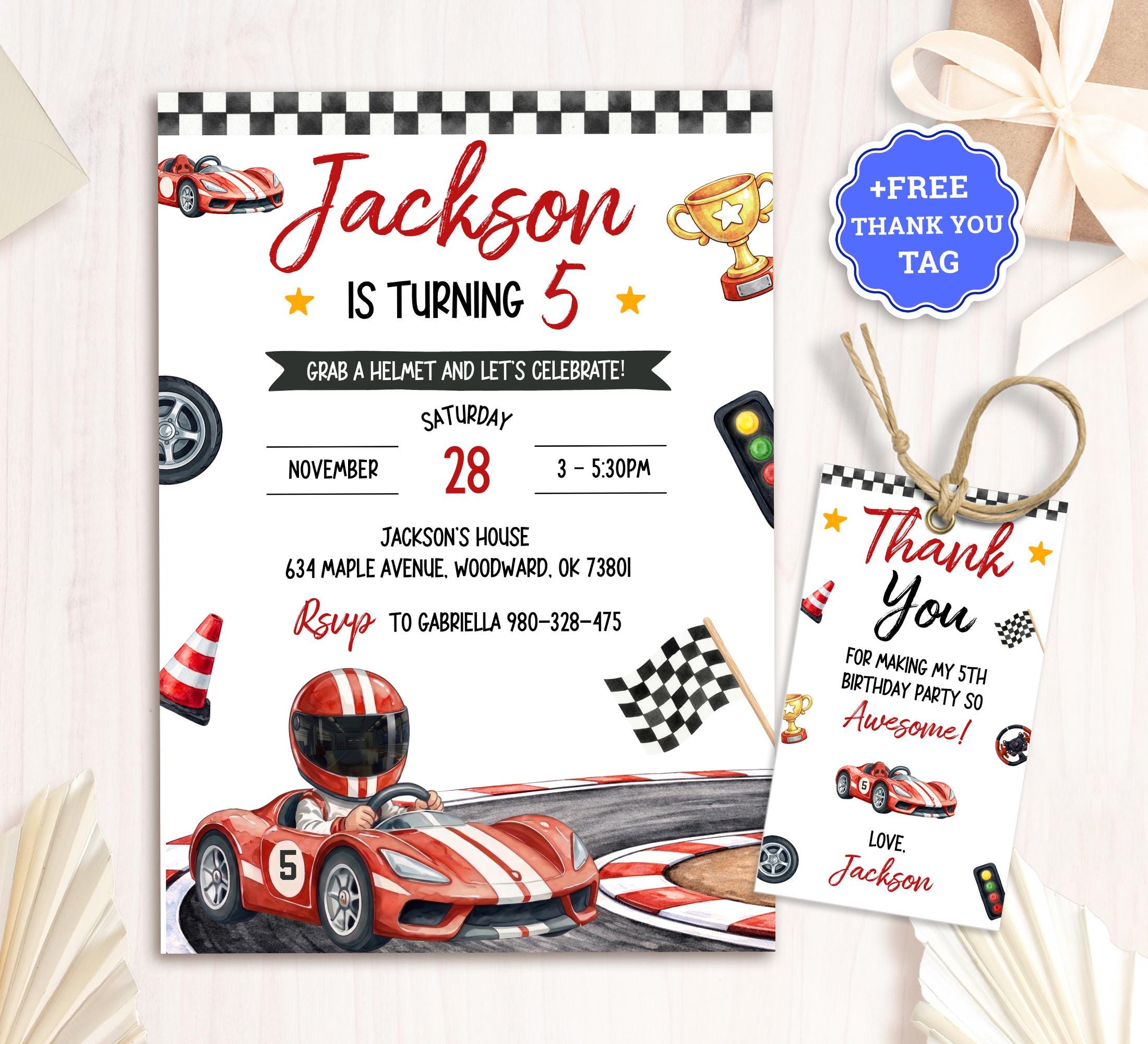 Invitations In Racing Example Editable Race Car Birthday Invitation Template, Racing Car Party Invite ...