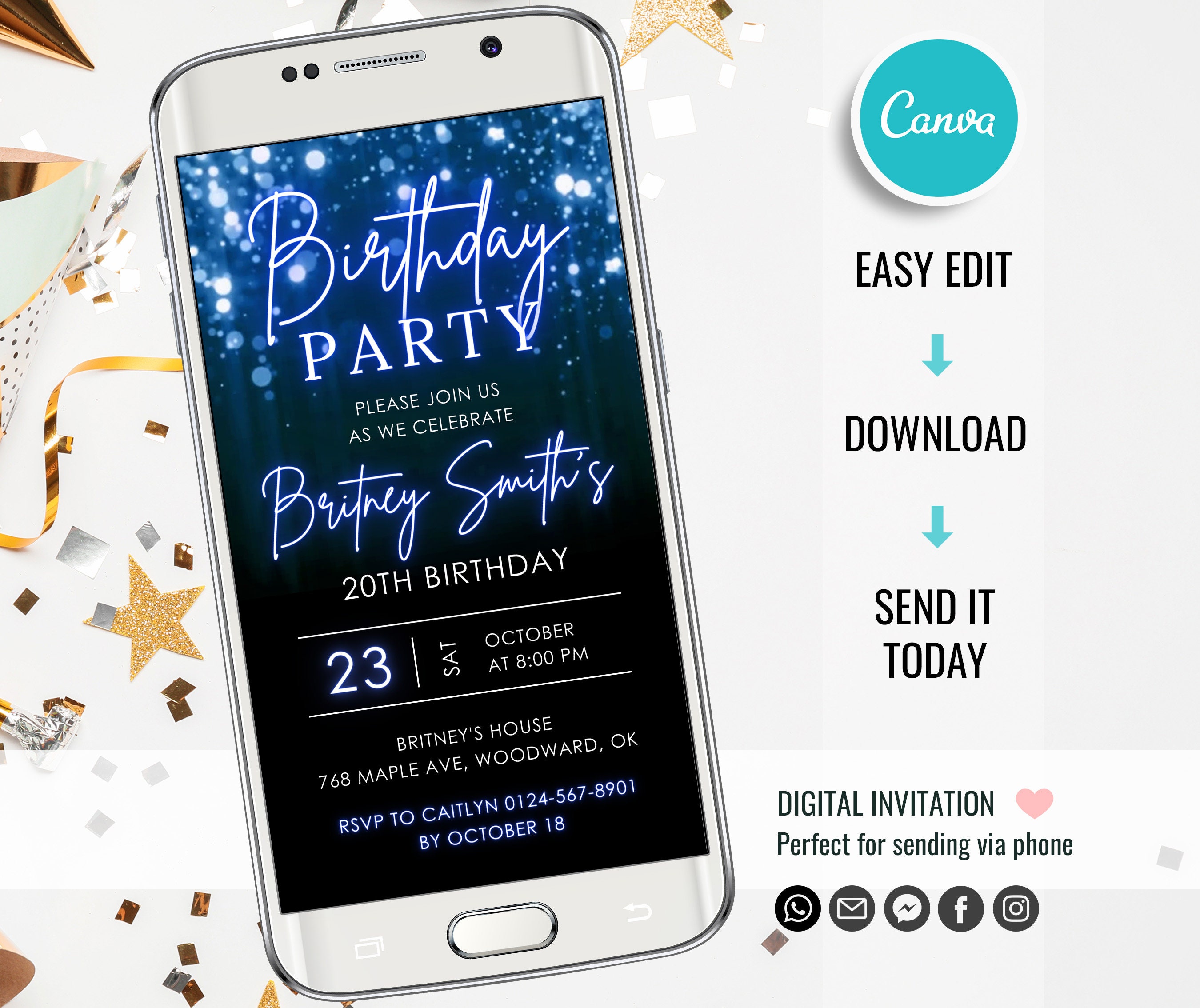 Editable Birthday Invitation Template, Animated Video, Any Age Birthday ...