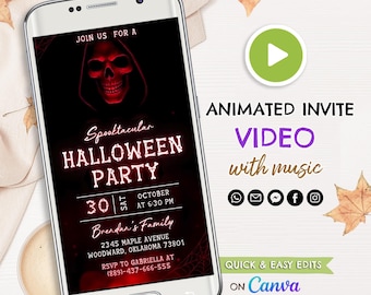 Animated Halloween Party Invitation Template (Digital Download)