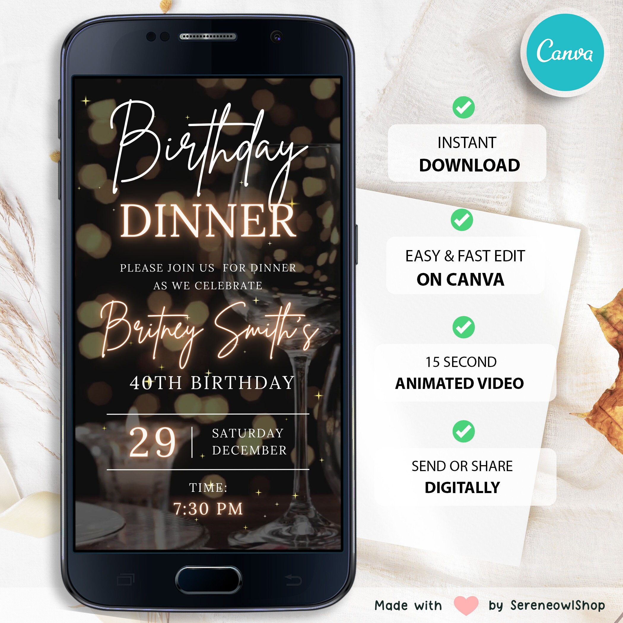 EDITABLE Birthday Invitation Template, Animated Video, Any Age Birthday ...