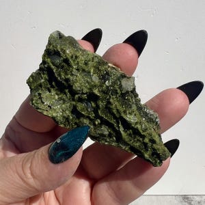 Epidote and Quartz Raw Mineral Specimen | Sparkling Fairy Quartz from Hakkâri Province, Turkey | Forest Quartz Crystal