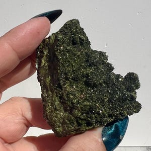 Epidote and Quartz Raw Mineral Specimen | Sparkling Fairy Quartz from Hakkâri Province, Turkey | Forest Quartz Crystal