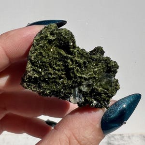 Epidote and Quartz Raw Mineral Specimen | Sparkling Fairy Quartz from Hakkâri Province, Turkey | Forest Quartz Crystal