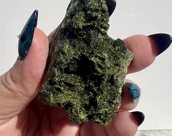Fairy Quartz Specimen: Raw Epidote and Quartz Mineral from Turkey