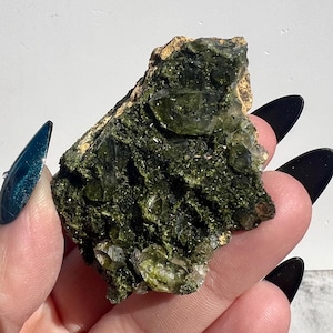 Epidote and Quartz Raw Mineral Specimen | Sparkling Fairy Quartz from Hakkâri Province, Turkey | Forest Quartz Crystal