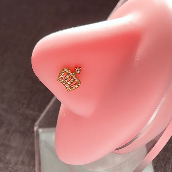 CROWN NOSE STUD | L Bend Nose Stud | Nose Piercing | Nose Jewelry | Nose Stud | Gold Crown Nose Stud |  Nose Ring