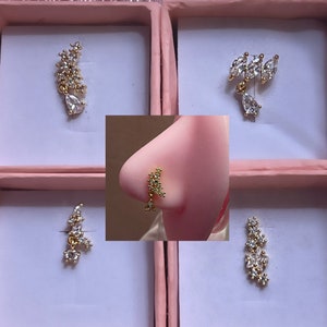 DANGLE NOSE STUD | L Bend Dangle Nose Stud | Nose Piercing | Nose Jewelry | Nose Stud | Gold  L Bend Stud| Dangle L Bend