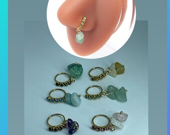 CRYSTAL NOSE RING | Dangle Crystal Nose Ring | Nose Hoop | Dangle Nose Ring | Nose Piercing | Nose Jewelry | Nose Ring