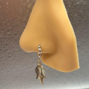 FOLHA | Argola para nariz com folha | argola para nariz | Anel de nariz pendurado | Piercing no nariz | Joias para nariz | Argola para nariz em folha | Piercing de nariz
