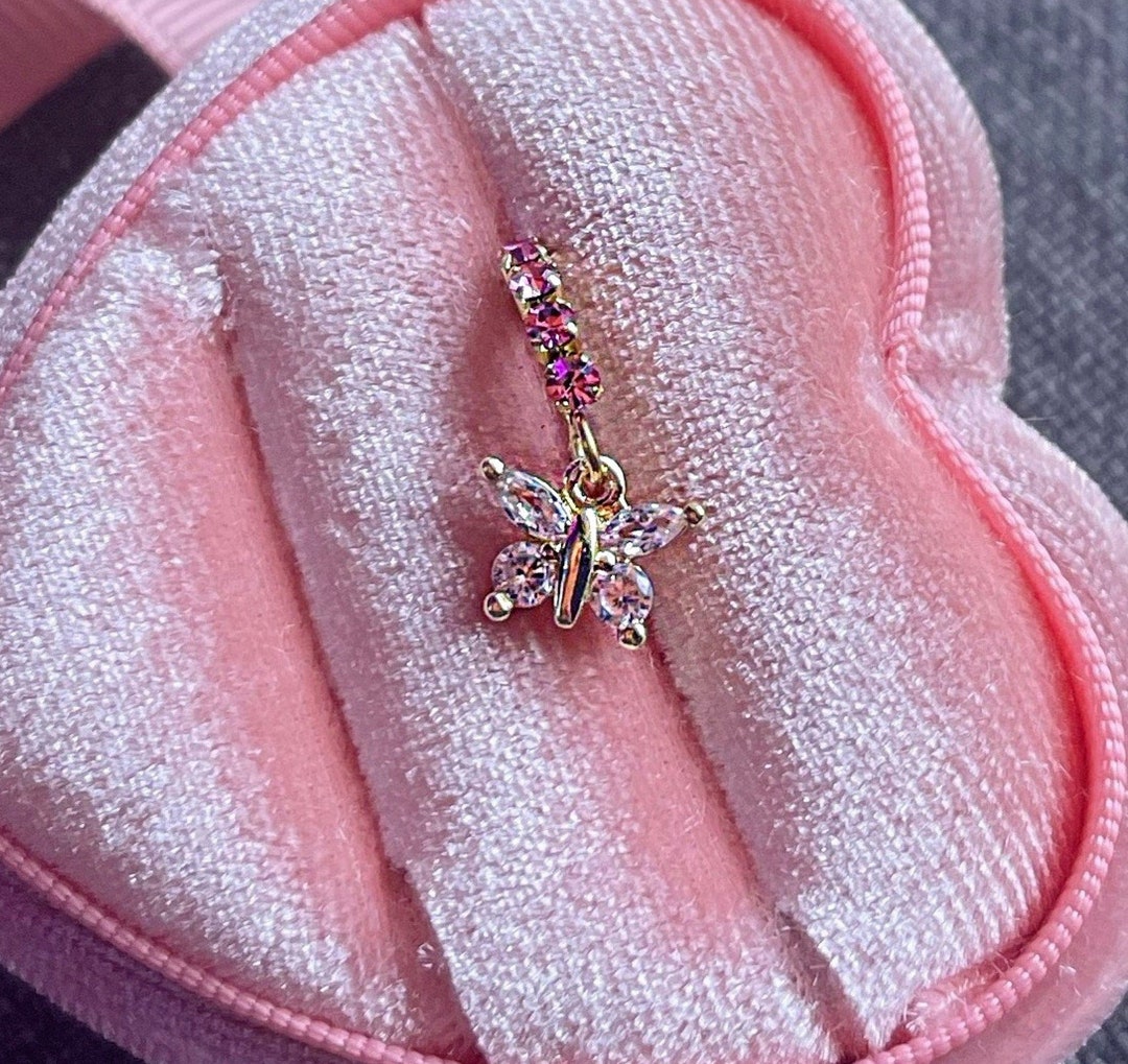 PINK BUTTERFLY Nose Ring Nose Piercing Nose Jewelry Nose Stud Nose Ring Dangle Nose Stud Dangle