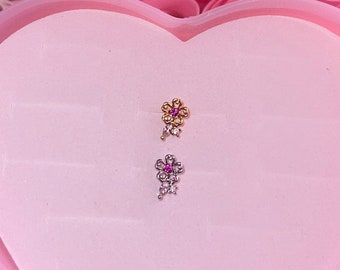 FLOWER NOSE STUD | L Bend Nose Stud | Nose Piercing | Nose Jewelry | Flower Stud| Dangle Nose Stud | Nose Ring | Flower Nose Ring