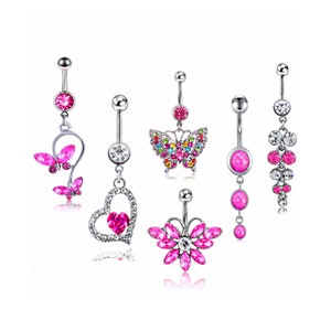 PINK BELLY RING Set | Belly Ring| Belly Piercing | Navel Jewelry | Belly Ring | Set | Gifts
