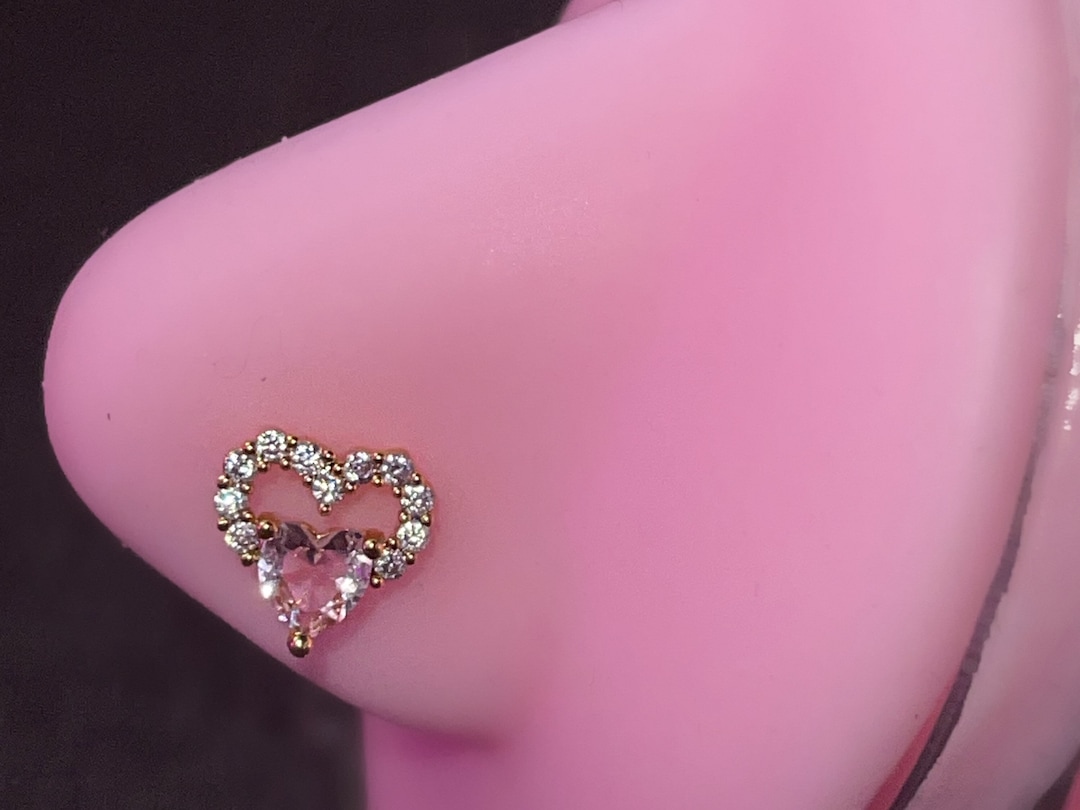 HEART NOSE STUD L Bend Nose Stud Nose Piercing Nose Etsy