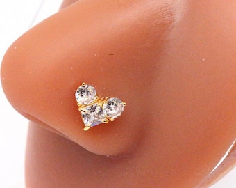 HEART NOSE STUD| Nose Piercing | Nose Jewelry | Nose Stud |  Nose Ring | Dangle Nose Stud|  Dangle Nose Ring