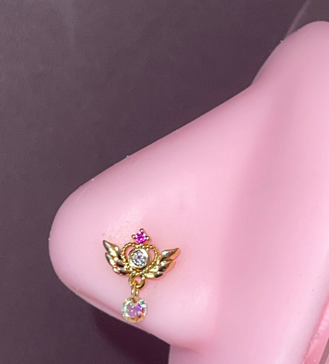 ANGEL NOSE STUD L Bend Nose Stud Nose Piercing Nose Etsy