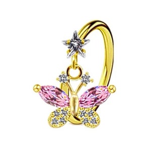 GOLD BUTTERFLY Nose Ring| Nose Piercing | Nose Jewelry | Nose Stud |  Nose Ring | Dangle Nose Stud|  Dangle Nose Ring