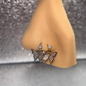 BUTTERFLY Nose Ring | Nose Hoop | Dangle Nose Ring | Nose Piercing | Nose Jewelry | Nose Ring| Silver Nose Ring| Gold Nose Ring