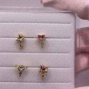 KEY NOSE STUD| L Bend Nose Stud | Nose Piercing | Nose Jewelry | Nose Stud | Key Stud| Heart L Bend Stud | Nose Ring  Key