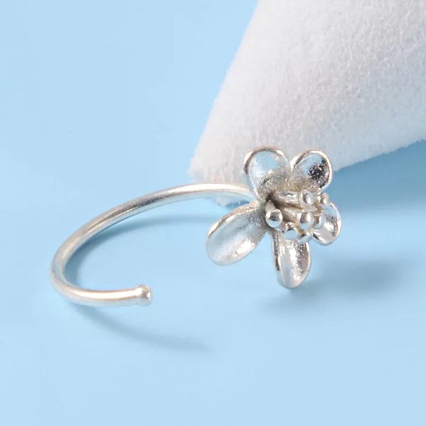 STERLING SILVER FLOWER Nose Ring  | Nose Hoop | Dangle Nose Ring | Nose Piercing | Nose Jewelry | Sterling Silver Nose Ring