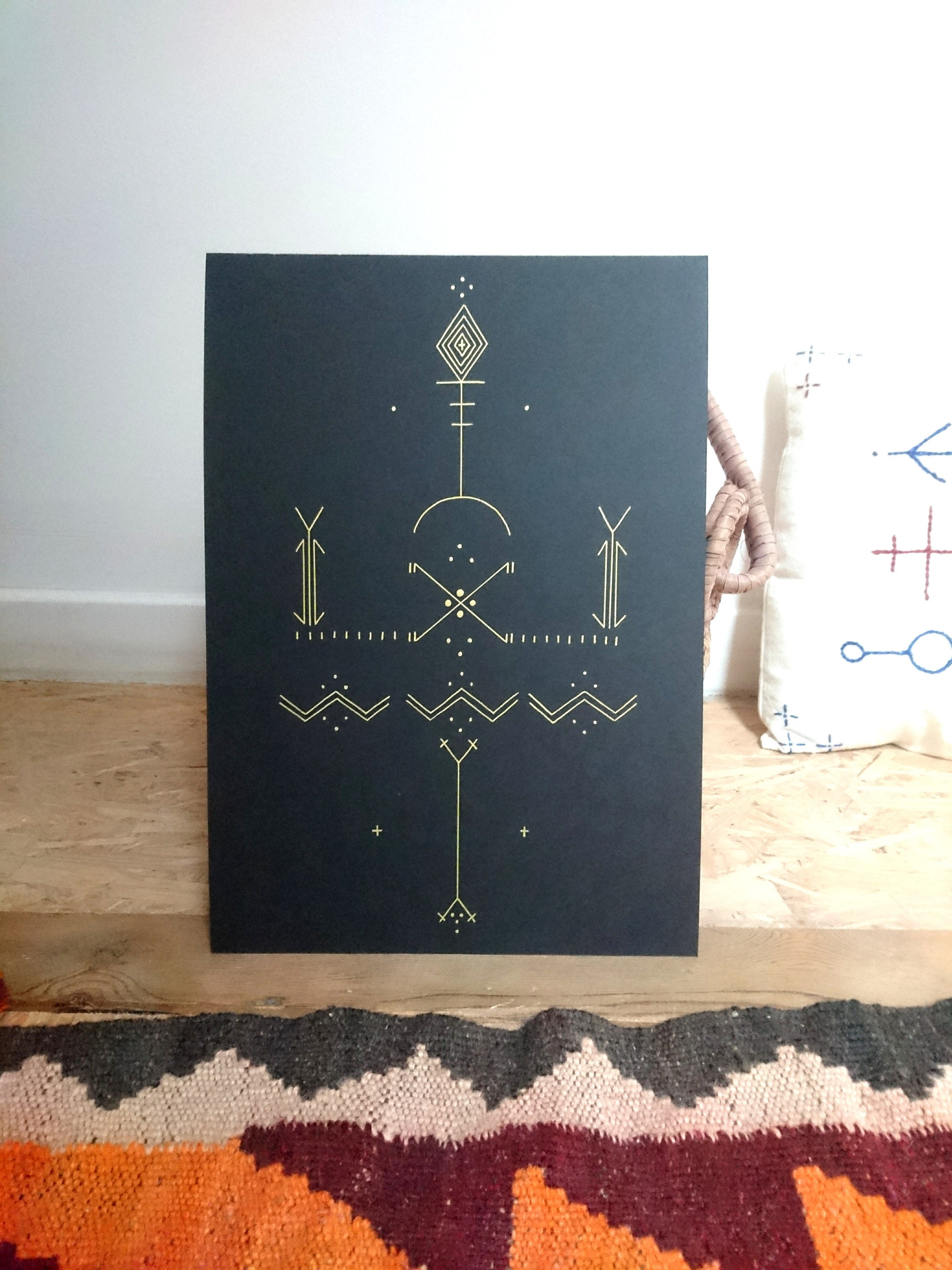 Illustration Fait-Main Illustrée Au Posca | Symboles Berbères Amazighs Fabrication Artisanale