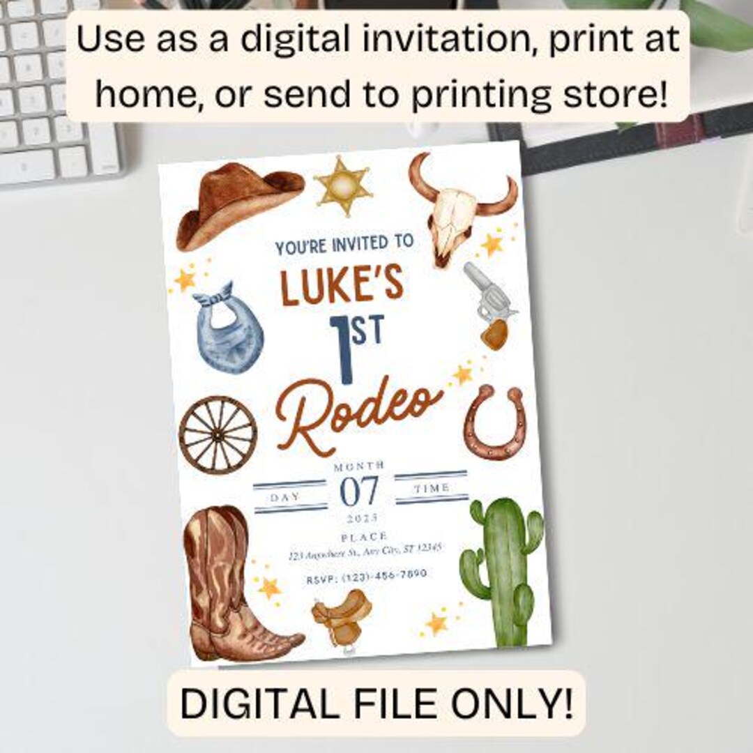 Editable First Rodeo Invitation Template Canva Editable Digital ...