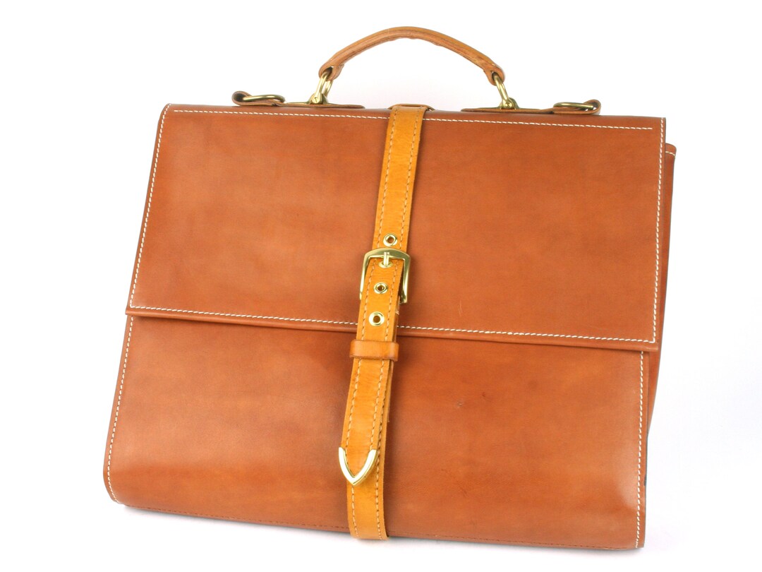 Handdyed Light Brown Leather Briefcase, Handmade Leather Attaché Etsy