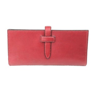 Burgundy Vachetta Leather Women's Long Wallet