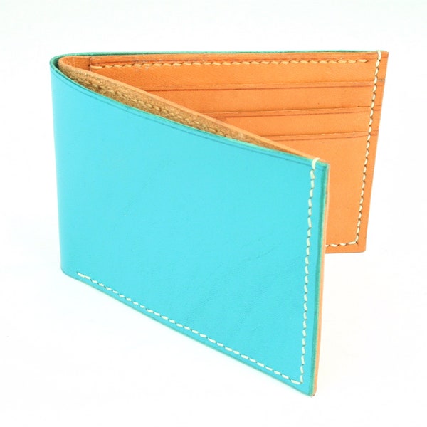 Large Turquoise and Russet Vegtan Men's Wallet