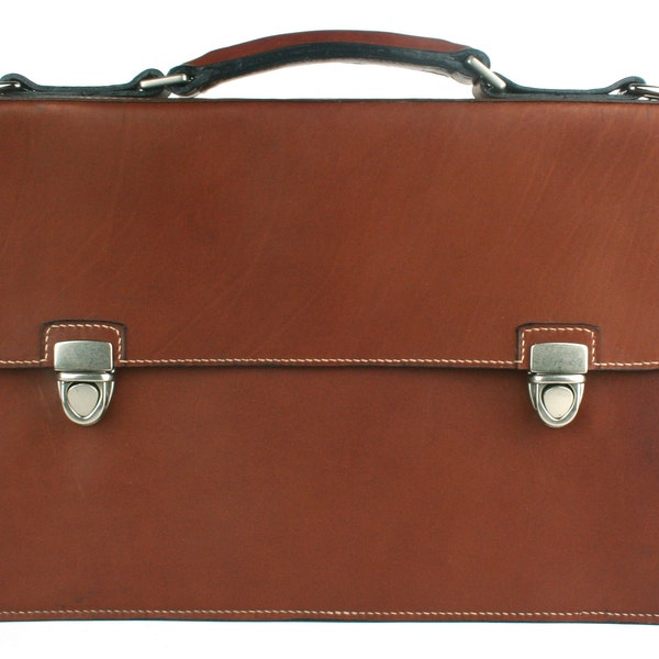 Annonay Box Calf Leather Accordion Briefcase, Messenger Bag, Attaché