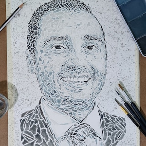 Art with character: portraits with watercolor stains that tell your story.