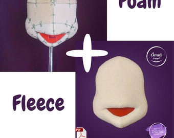 Puppet Head FOAM und FLEECE Muster Rötlich-cheeked Herunterladbare PDF-Datei