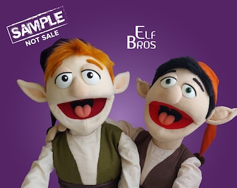 ELF PUPPET - Professional Hand Rod Puppet -Half Body- Christmas Elf - Forest Elves
