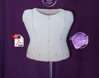 Download digitale di file Pdf in schiuma modello TORSO BURATTINO femminile