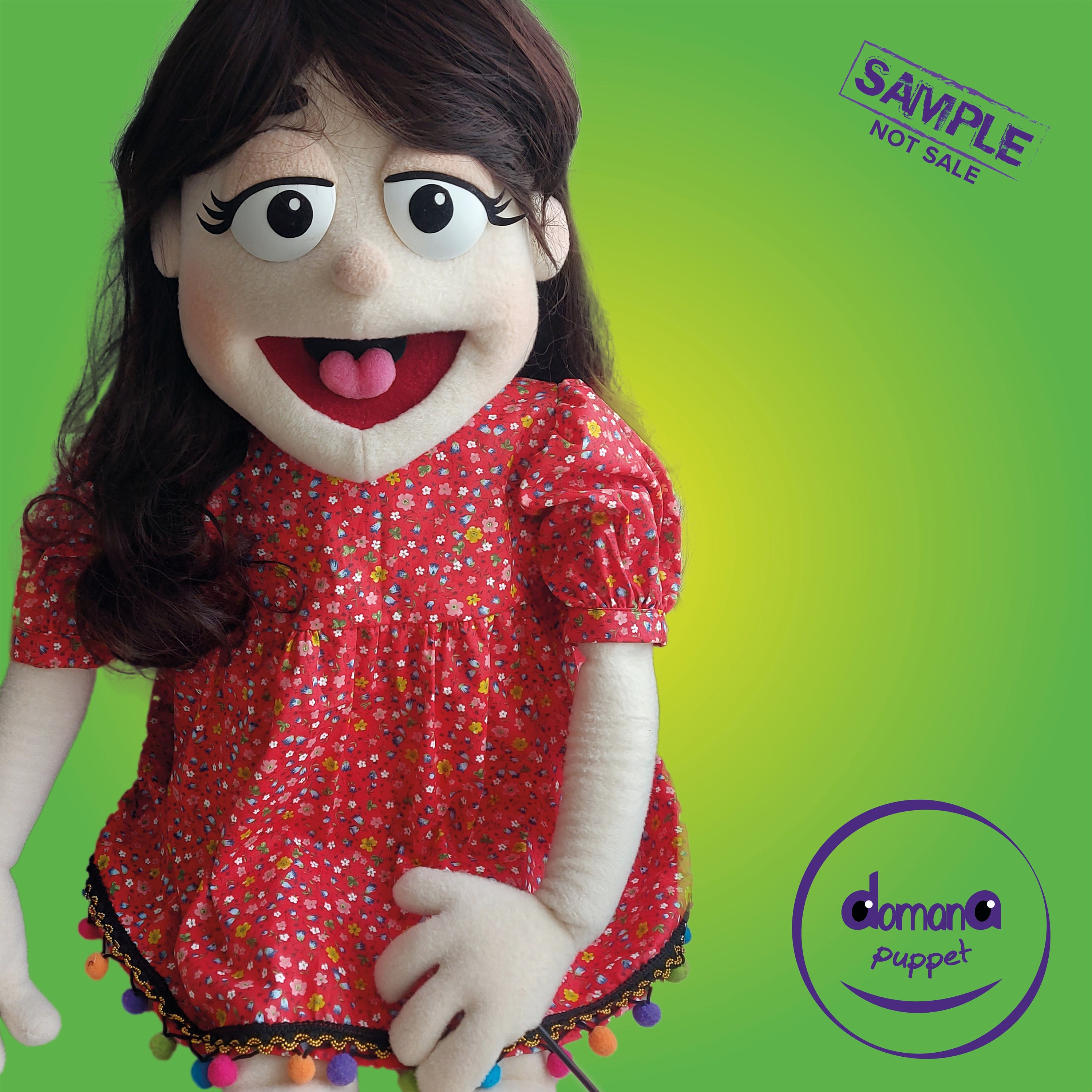 GIRL PUPPET Ruddy-cheeked Cute Professional Hand Rod Puppet