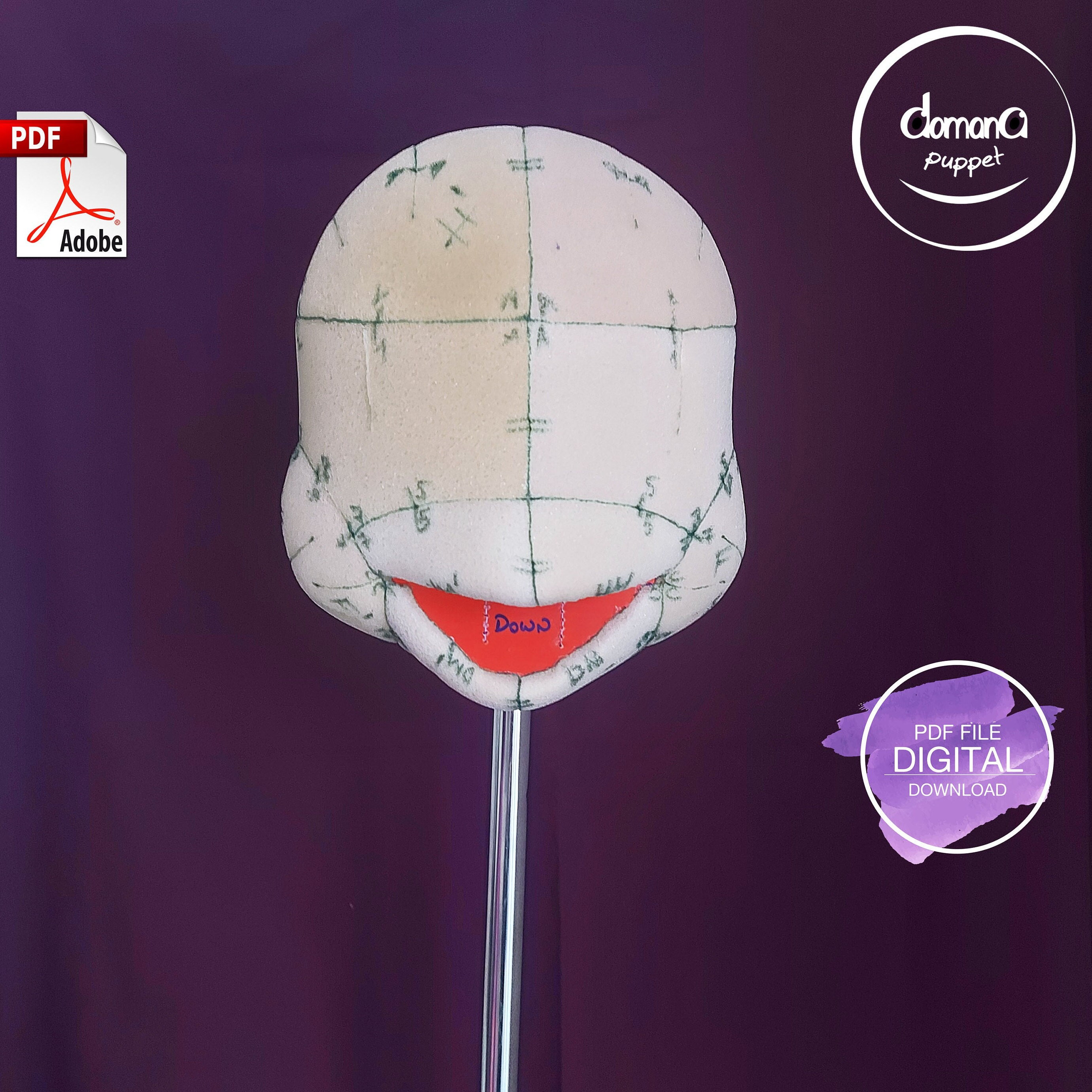 Puppet Head Foam Pattern Ruddycheeked Downloadable PDF File Etsy