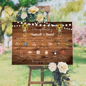 Wedding Order of the Day Sign - Rustic Wedding Timeline Sign - A1 / A2 OR Digital Download