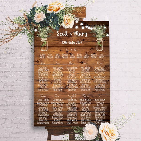 Rustic Wedding Table Plan - Table Seating Plan Board - Wedding Seating Plan - Wedding Seating Chart - A1 or A2 Board