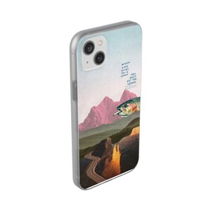 Trout Phone Case | Pink Mountain Collage Flexi Case, Surreal Retro Art, Funny Lemon Quote, Fly Fishing Gift, iPhone Case image 18