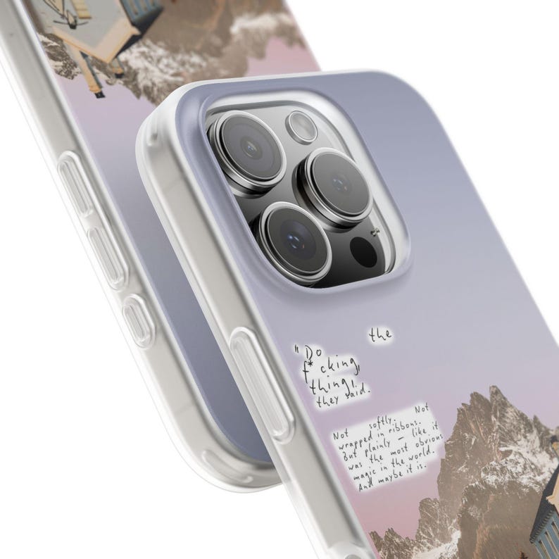 Mountain Cottage Phone Case | Pastel Lavender Sky Collage, Cottagecore Wildflower Cabin, Handwritten Poem Quote, Boho Flexi Case, iPhone image 20