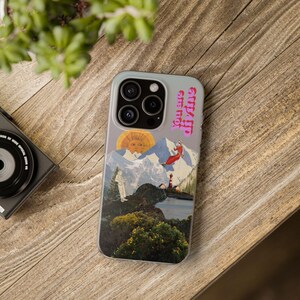 You Are Divine Phone Case | Retro Sun Mountain Collage, Lighthouse, Boho Celestial Flexi Case, Affirmation Quote, Gift for Her, iPhone image 9