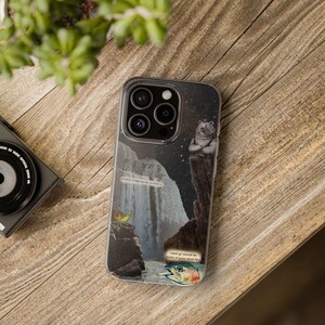 Bear Waterfall Phone Case | Dark Moody Collage Art, Night Sky Mountain Scene, Trout & Snail, Funny Quote, Nature Lover Gift, iPhone Flexi image 18