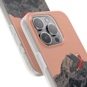 Retro Ski Phone Case | Silly Girls Live Forever, Vintage Ski Jump Collage, Pink Mountain Flexi Case, Skier Gift, Ski Bum, iPhone image 3