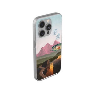 Trout Phone Case | Pink Mountain Collage Flexi Case, Surreal Retro Art, Funny Lemon Quote, Fly Fishing Gift, iPhone Case image 12