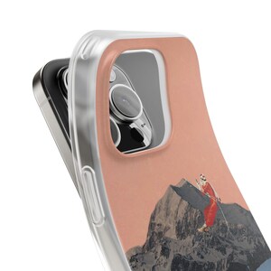 Retro Ski Phone Case | Silly Girls Live Forever, Vintage Ski Jump Collage, Pink Mountain Flexi Case, Skier Gift, Ski Bum, iPhone image 13