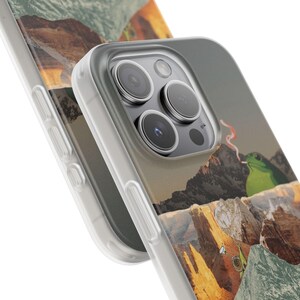 Frog Canyon Phone Case | Funny Retro Collage, The Bananas Are Ripe, Surreal Desert Mountain Ski Scene, Weird Art Flexi Case, iPhone image 3