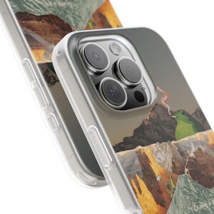 Frog Canyon Phone Case | Funny Retro Collage, The Bananas Are Ripe, Surreal Desert Mountain Ski Scene, Weird Art Flexi Case, iPhone image 12