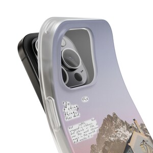 Mountain Cottage Phone Case | Pastel Lavender Sky Collage, Cottagecore Wildflower Cabin, Handwritten Poem Quote, Boho Flexi Case, iPhone image 8